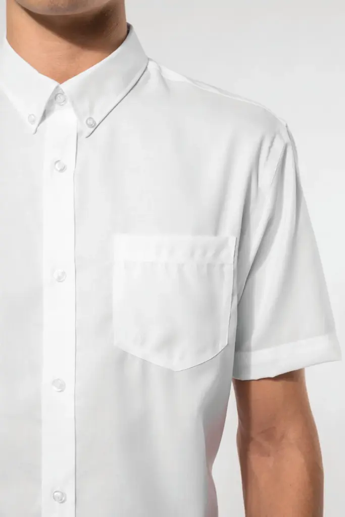 Heren non-iron micro sergé overhemd korte mouwen — productfoto 3