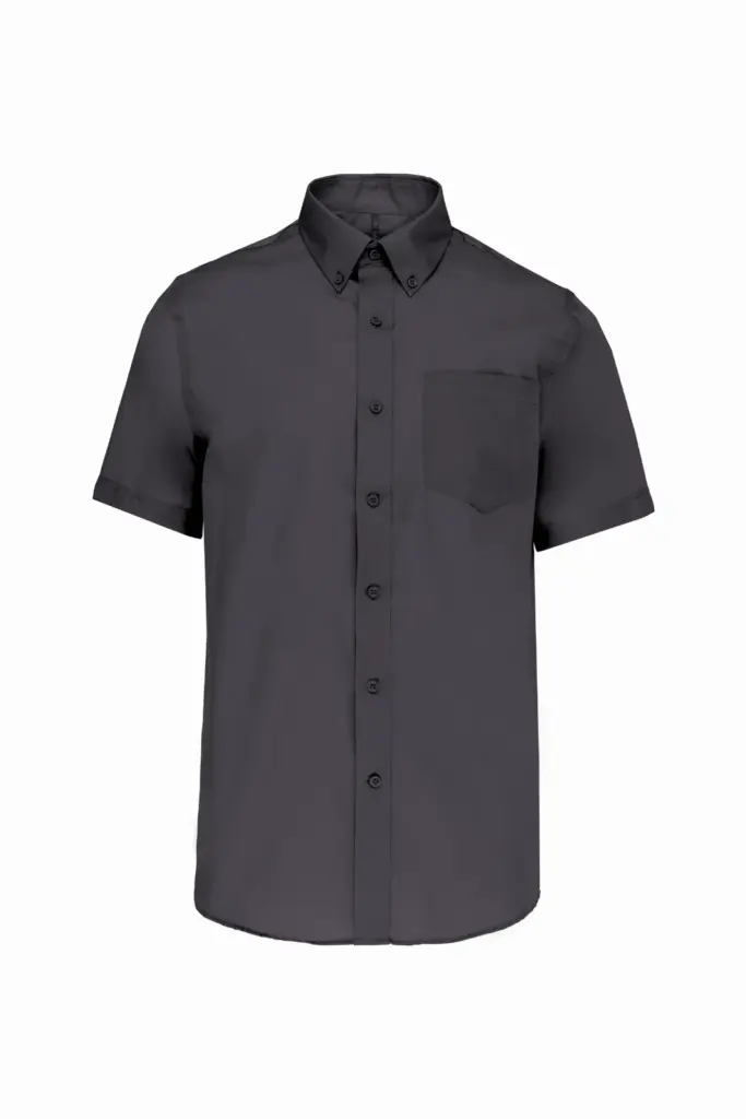 Heren non-iron micro sergé overhemd korte mouwen, zinc — productfoto 9
