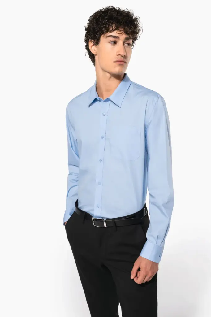 Heren poplin overhemd lange mouwen