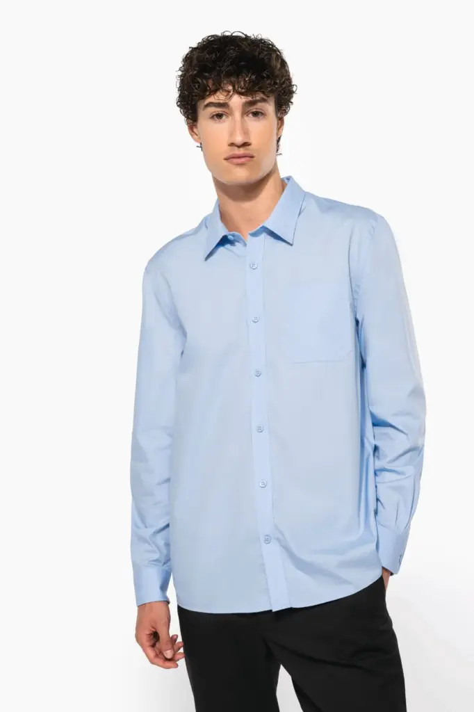Heren poplin overhemd lange mouwen — productfoto 2