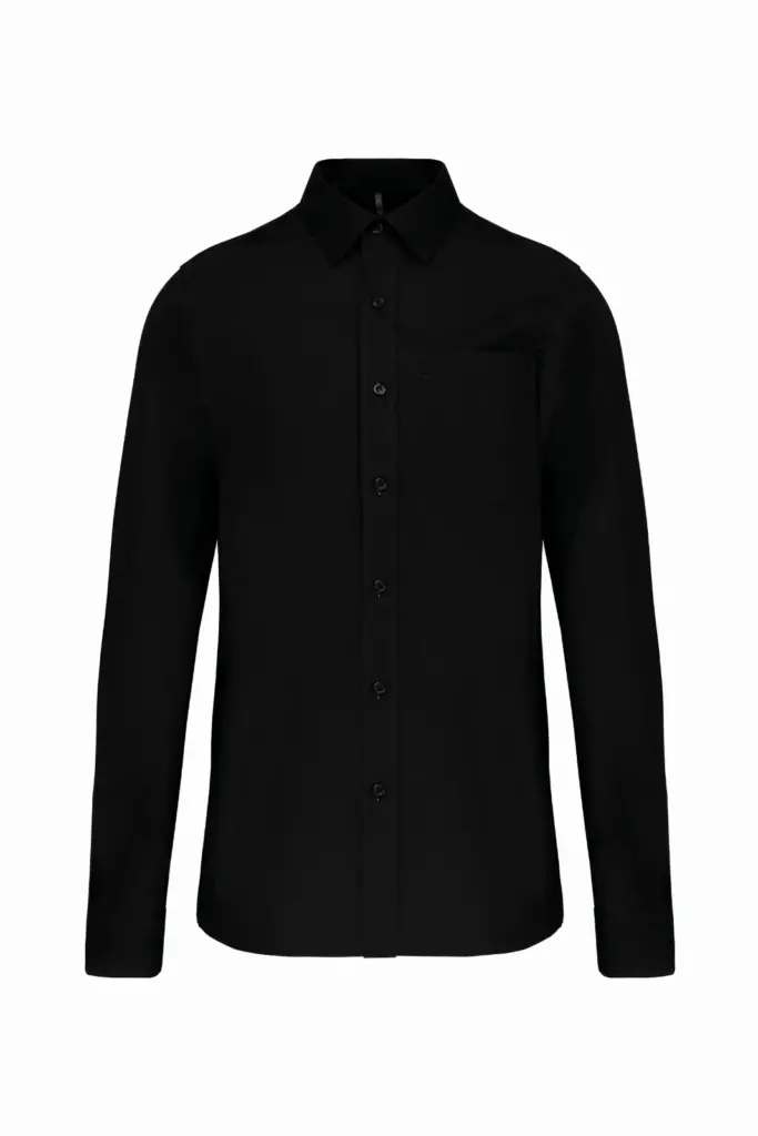 Heren poplin overhemd lange mouwen, black — productfoto 6