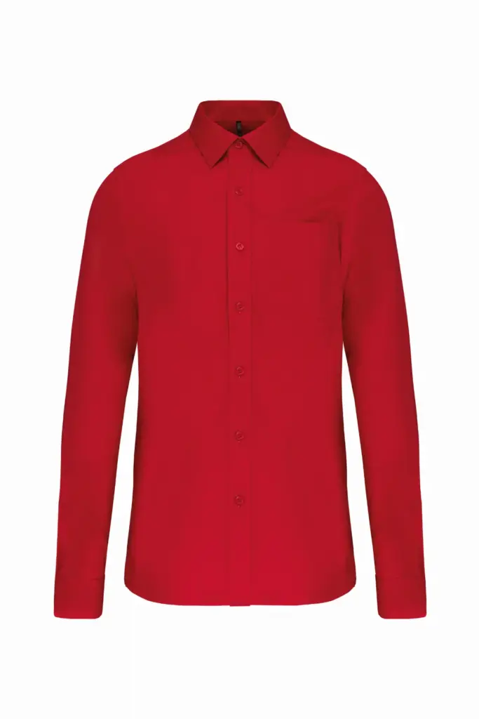 Heren poplin overhemd lange mouwen, classic red — productfoto 8
