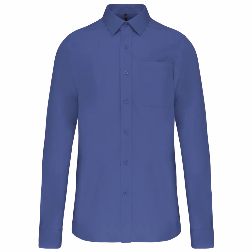 Heren poplin overhemd lange mouwen, cobalt blue — productfoto 9