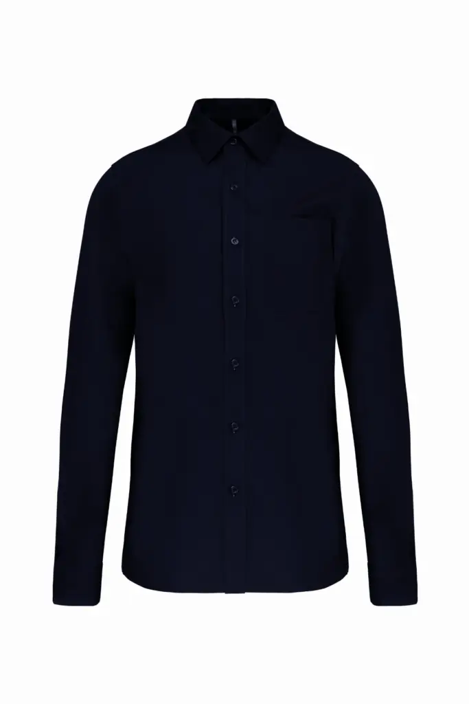 Heren poplin overhemd lange mouwen, navy — productfoto 10