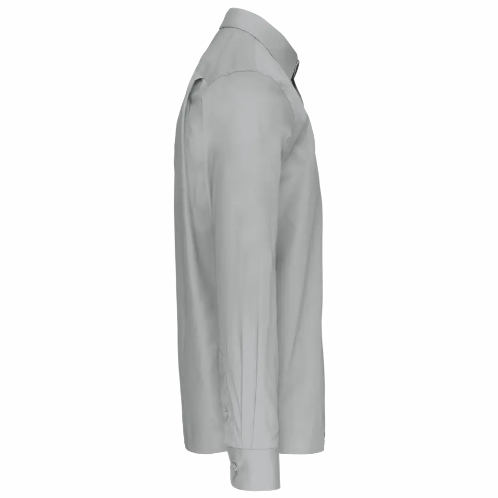 Heren poplin overhemd lange mouwen, snow grey — productfoto 10