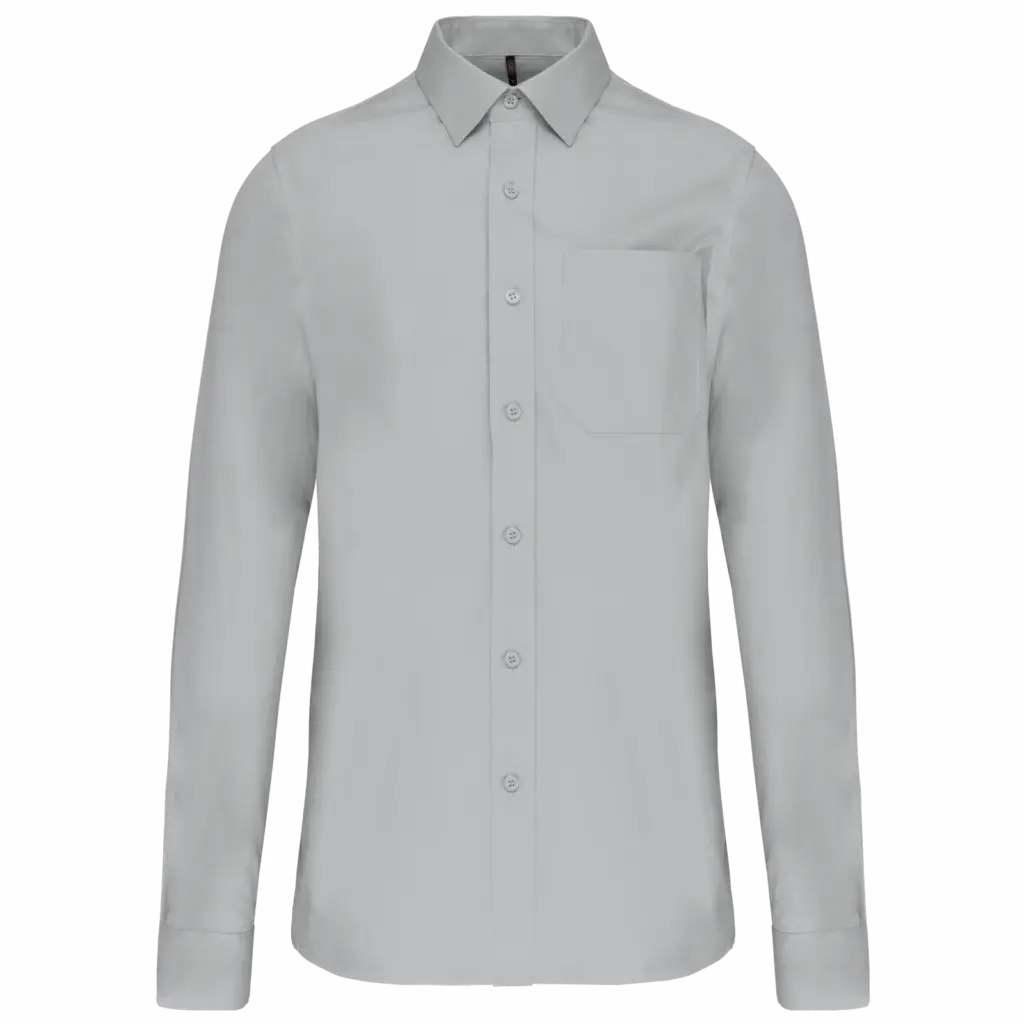 Heren poplin overhemd lange mouwen, snow grey — productfoto 11