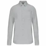 Heren poplin overhemd lange mouwen, snow grey — productfoto 11