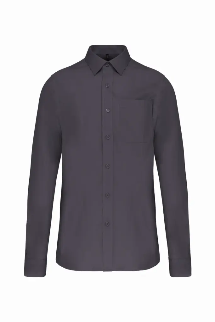 Heren poplin overhemd lange mouwen, zinc — productfoto 13