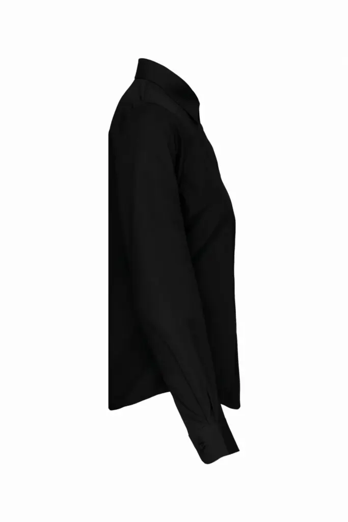 Dames poplin blouse lange mouwen, black — productfoto 5