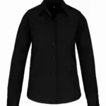 Dames poplin blouse lange mouwen, black — productfoto 6