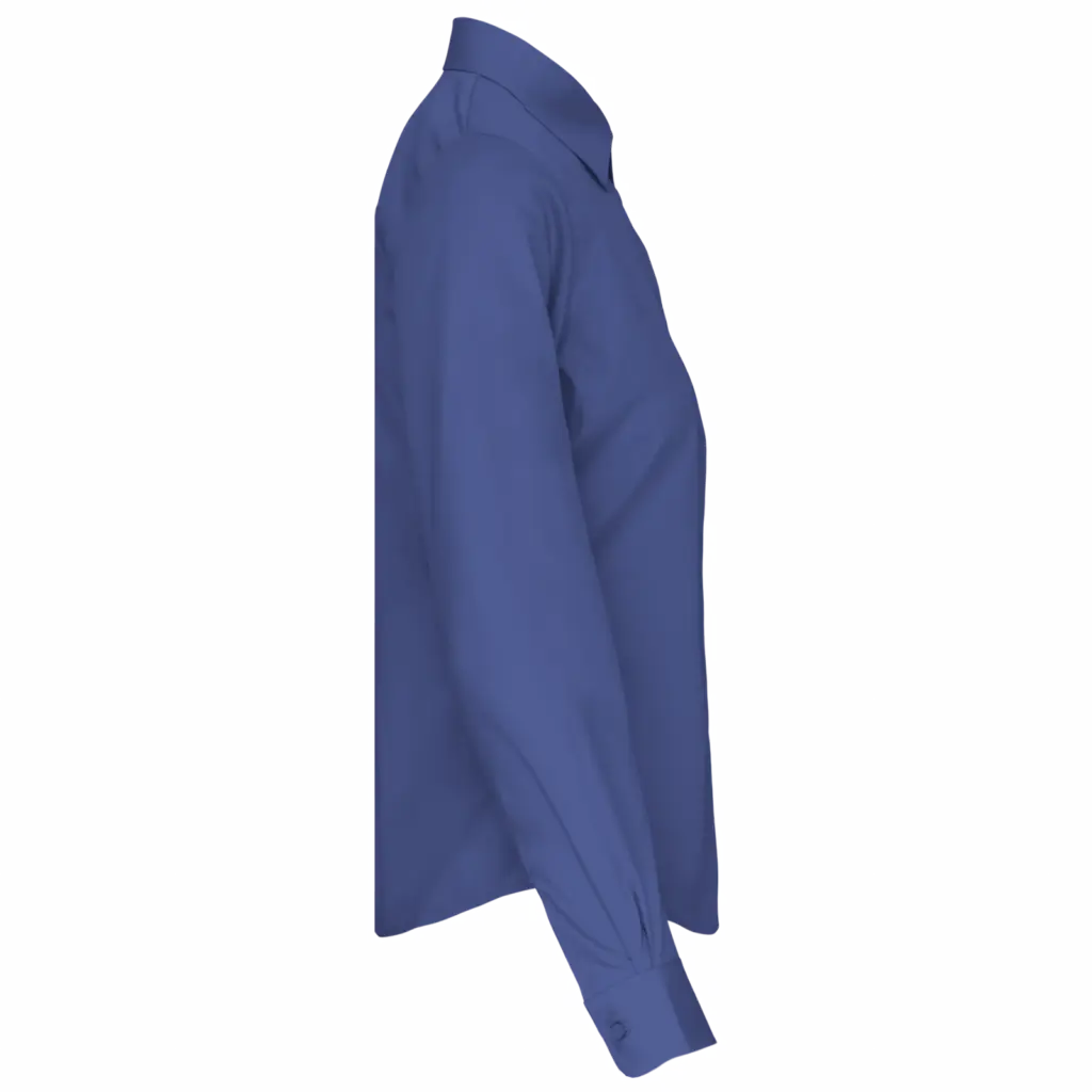 Dames poplin blouse lange mouwen, cobalt blue — productfoto 8