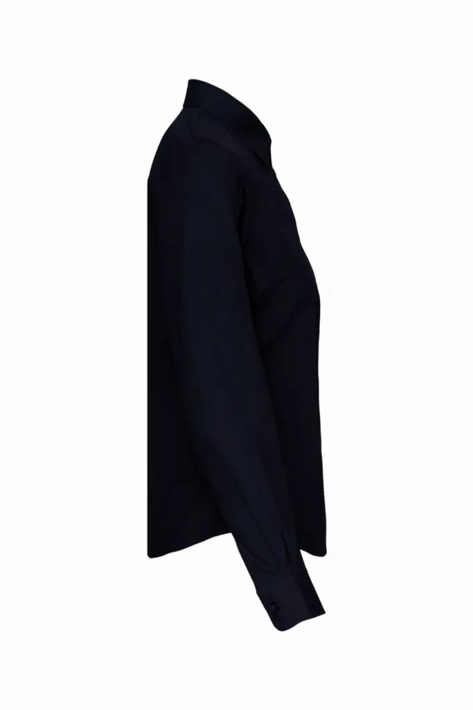 Dames poplin blouse lange mouwen, navy — productfoto 9