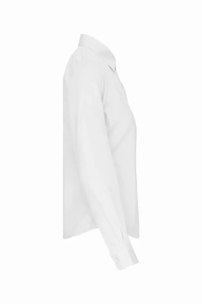 Dames poplin blouse lange mouwen, white — productfoto 11