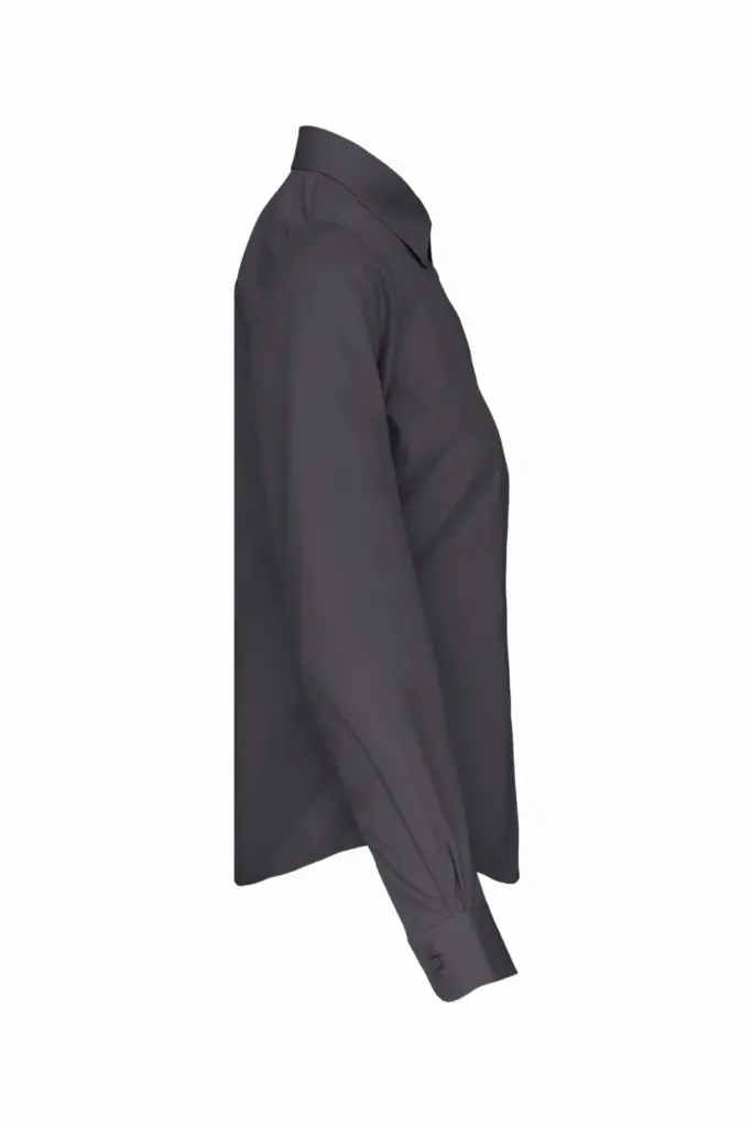 Dames poplin blouse lange mouwen, zinc — productfoto 12