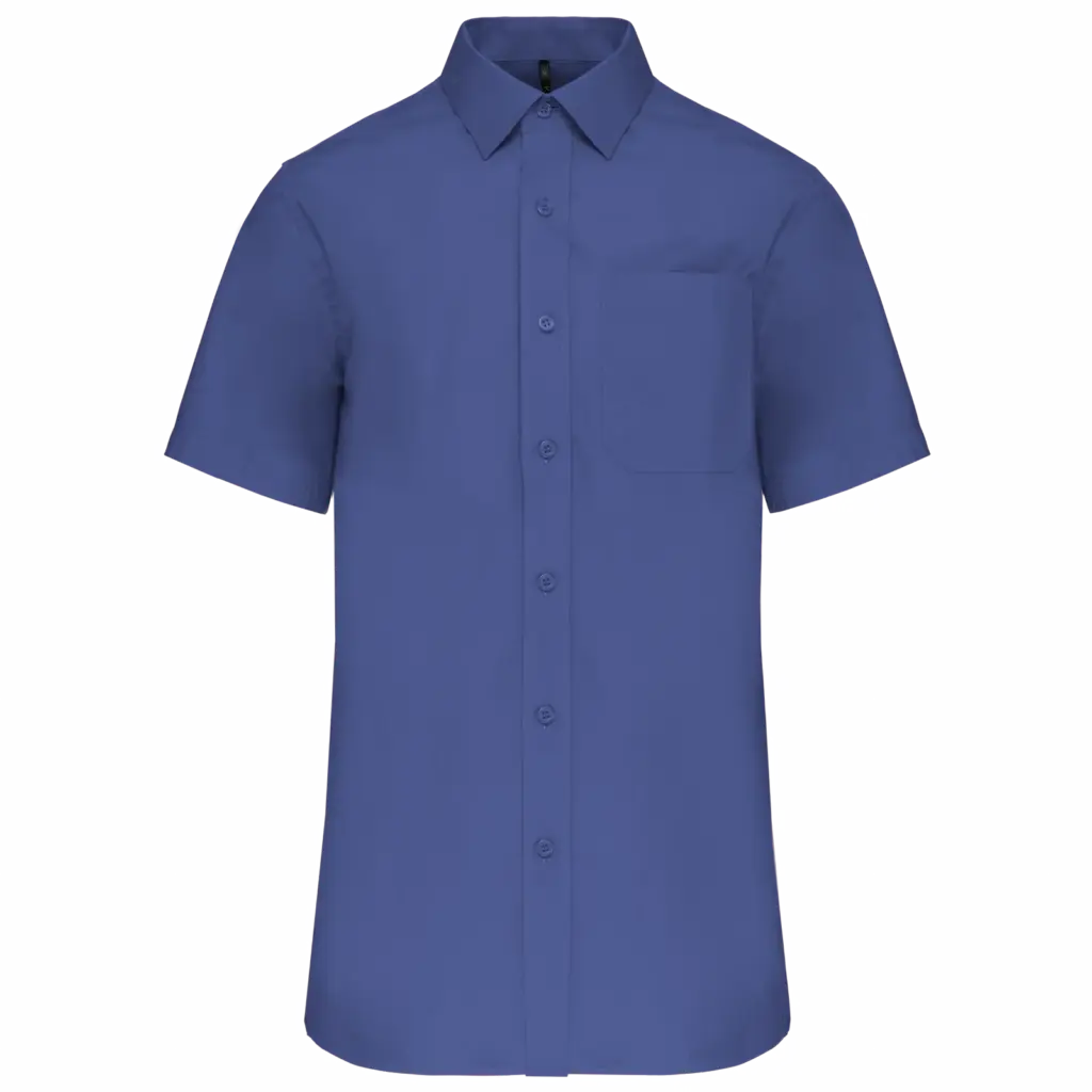 Heren poplin overhemd korte mouwen, cobalt blue — productfoto 9