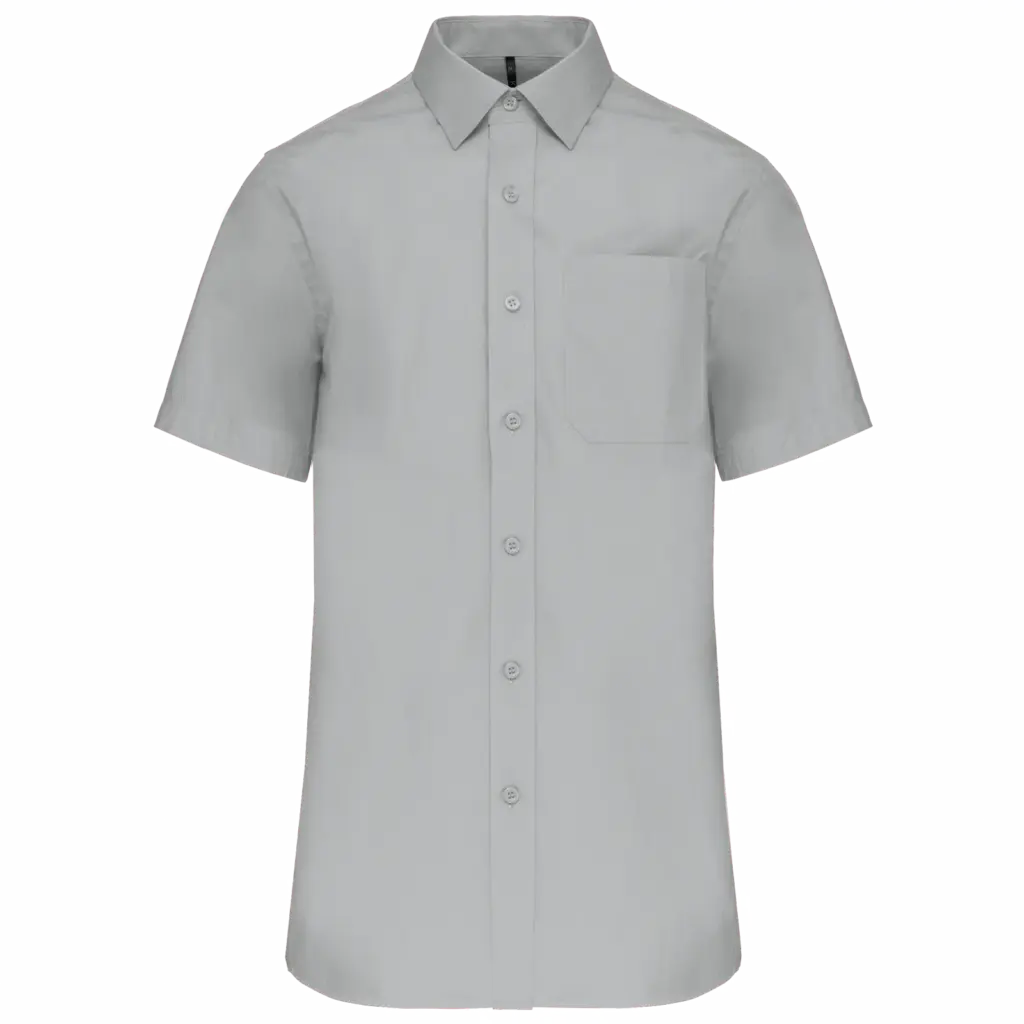 Heren poplin overhemd korte mouwen, snow grey — productfoto 11