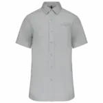 Heren poplin overhemd korte mouwen, snow grey — productfoto 11