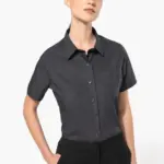 Dames Poplin Blouse Korte Mouwen