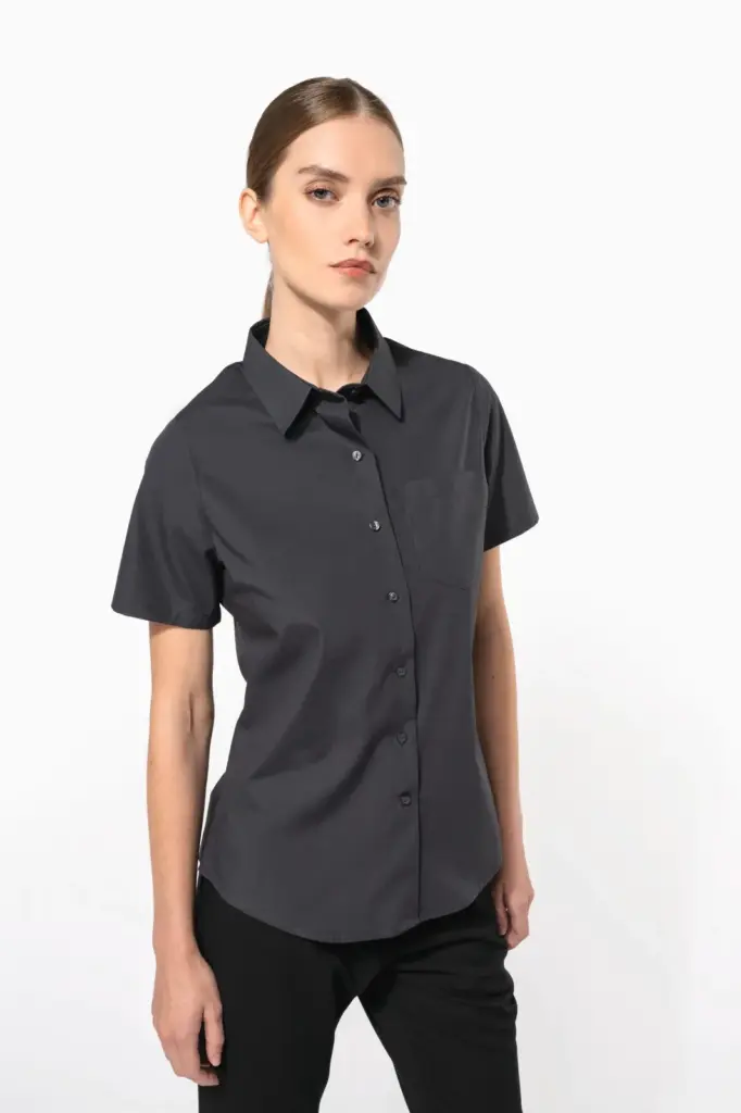 Dames Poplin Blouse Korte Mouwen — productfoto 2