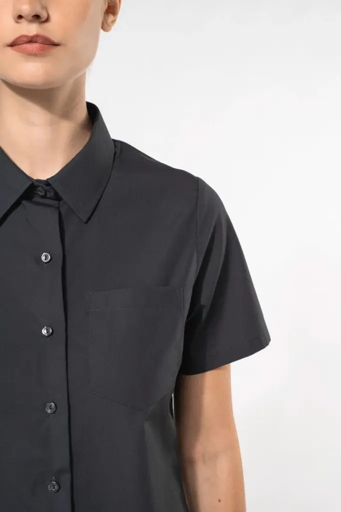Dames Poplin Blouse Korte Mouwen — productfoto 4