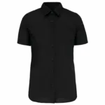 Dames Poplin Blouse Korte Mouwen, black — productfoto 6