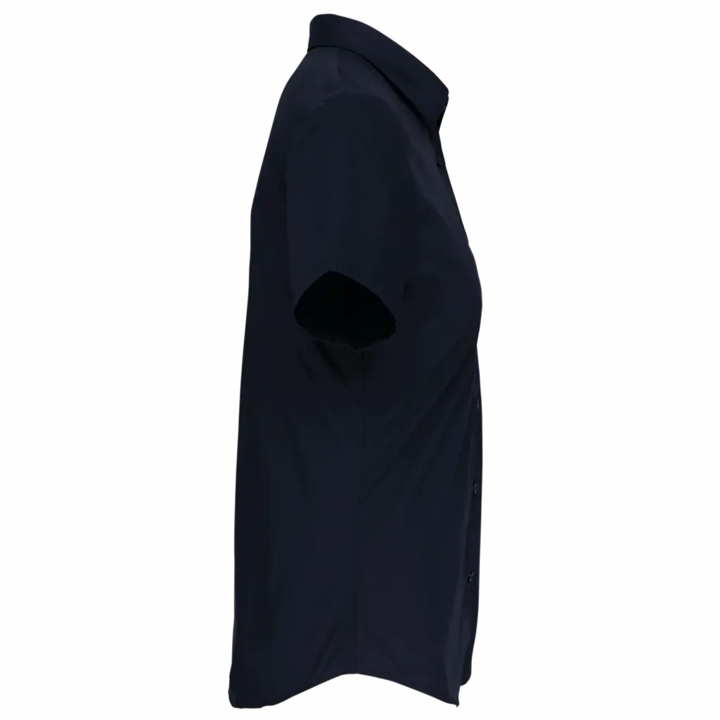 Dames Poplin Blouse Korte Mouwen, navy — productfoto 9