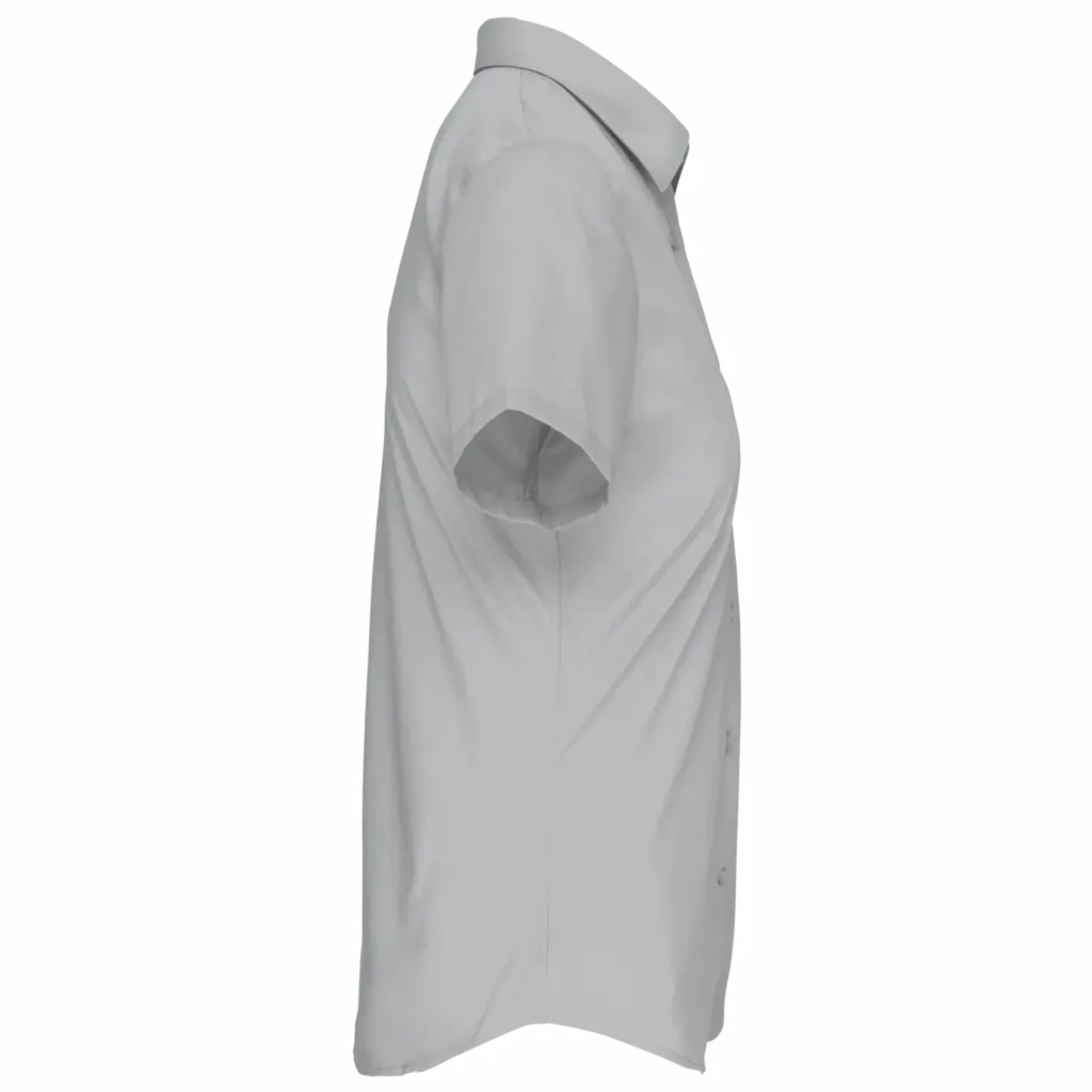 Dames Poplin Blouse Korte Mouwen, snow grey — productfoto 10