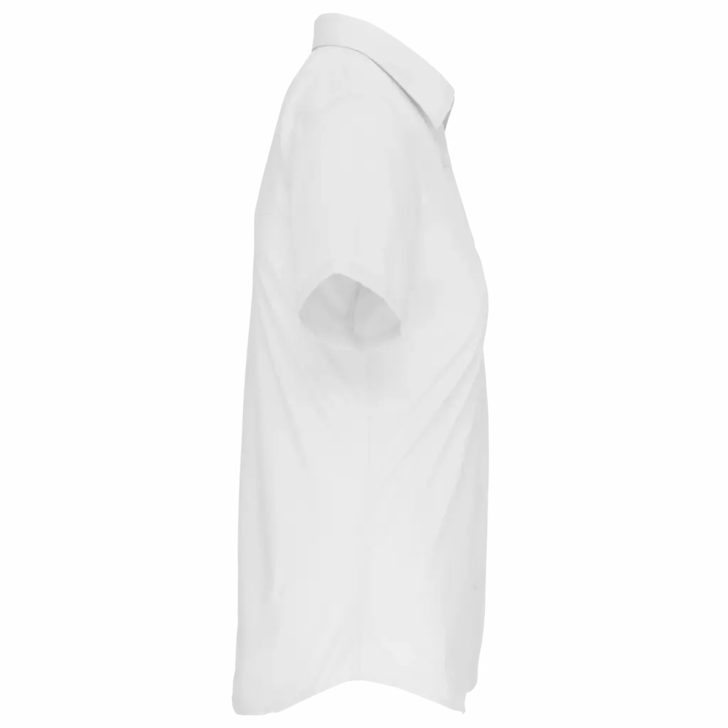 Dames Poplin Blouse Korte Mouwen, white — productfoto 11
