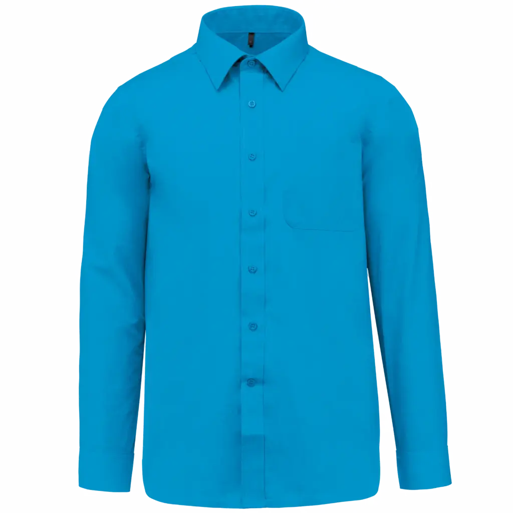 Overhemd in onderhoudsvriendelijk polykatoen-popeline heren, bright turquoise — productfoto 10