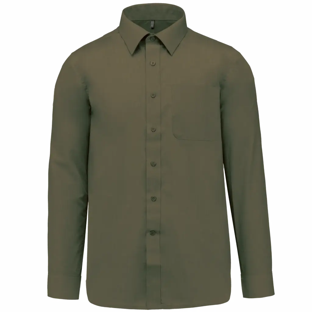 Overhemd in onderhoudsvriendelijk polykatoen-popeline heren, light khaki — productfoto 18