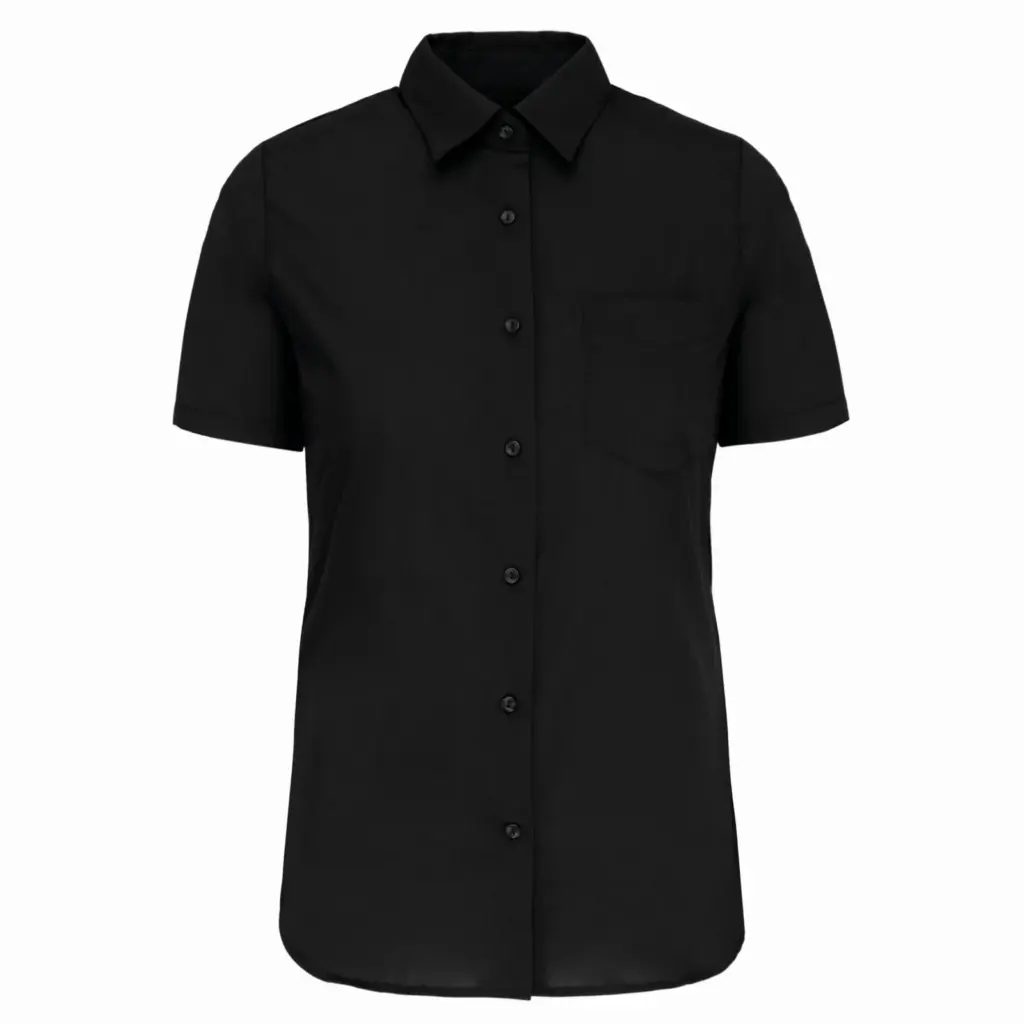 Overhemd in onderhoudsvriendelijk polykatoen-popeline korte mouwen dames, black — productfoto 8
