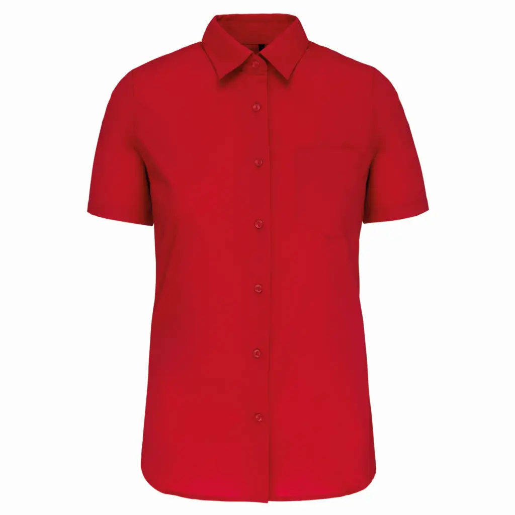 Overhemd in onderhoudsvriendelijk polykatoen-popeline korte mouwen dames, classic red — productfoto 13
