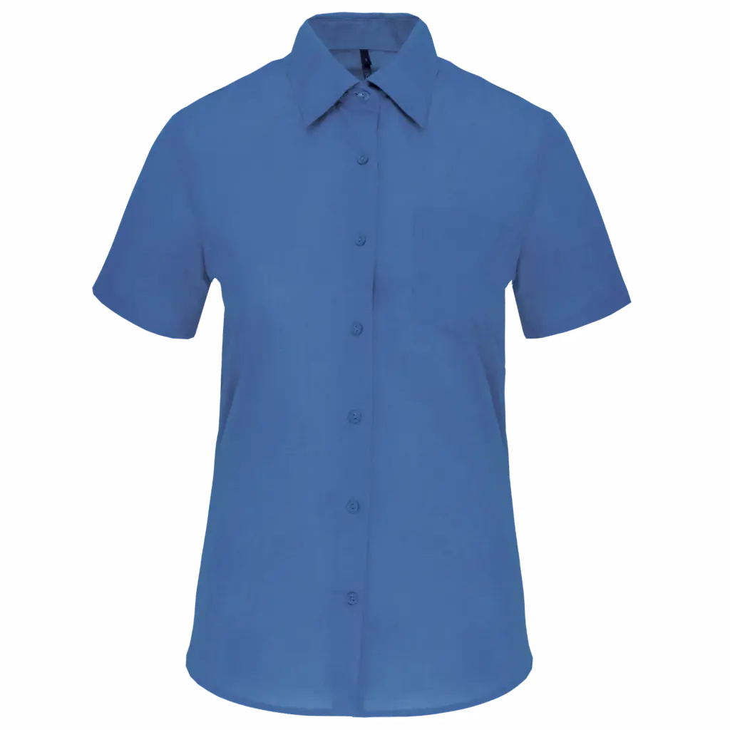 Overhemd in onderhoudsvriendelijk polykatoen-popeline korte mouwen dames, cobalt blue — productfoto 14