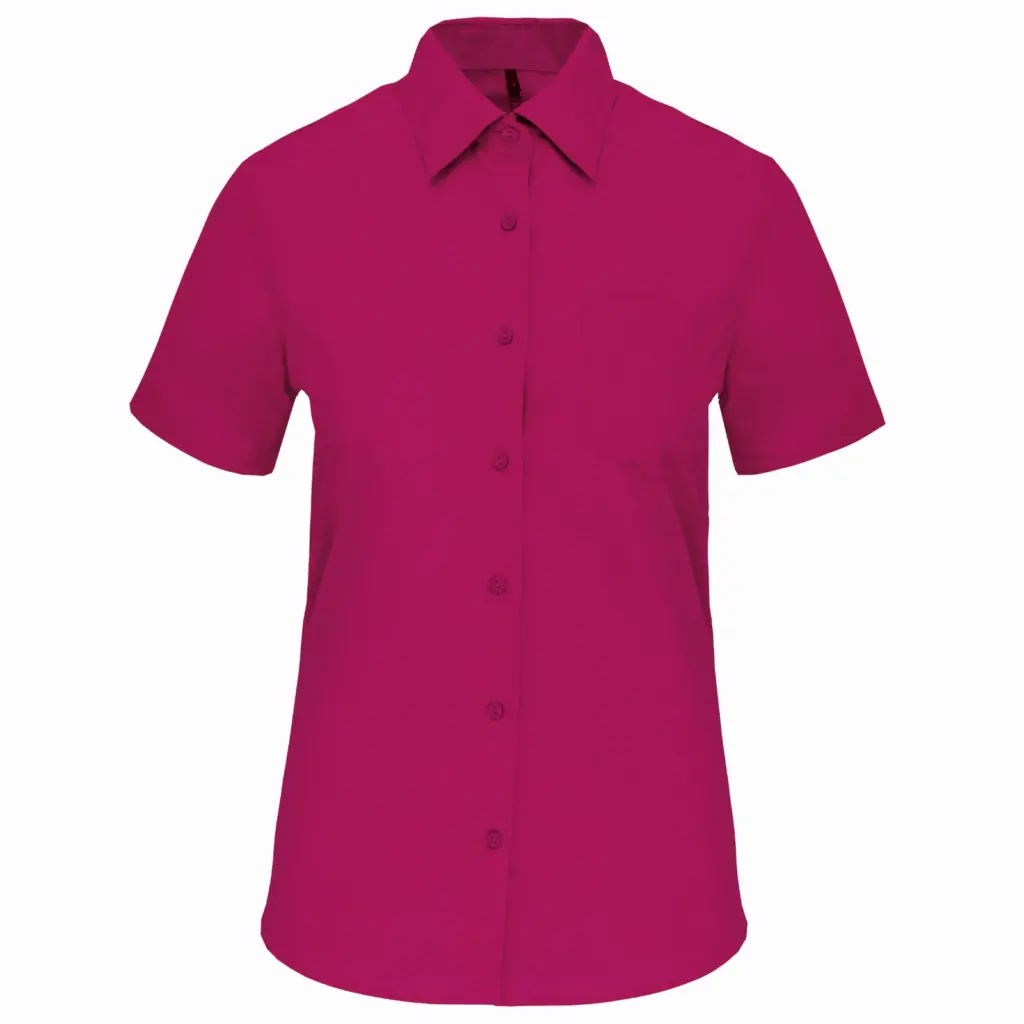 Overhemd in onderhoudsvriendelijk polykatoen-popeline korte mouwen dames, fuchsia — productfoto 17
