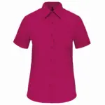 Overhemd in onderhoudsvriendelijk polykatoen-popeline korte mouwen dames, fuchsia — productfoto 17