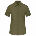 Overhemd in onderhoudsvriendelijk polykatoen-popeline korte mouwen dames, light khaki — productfoto 19