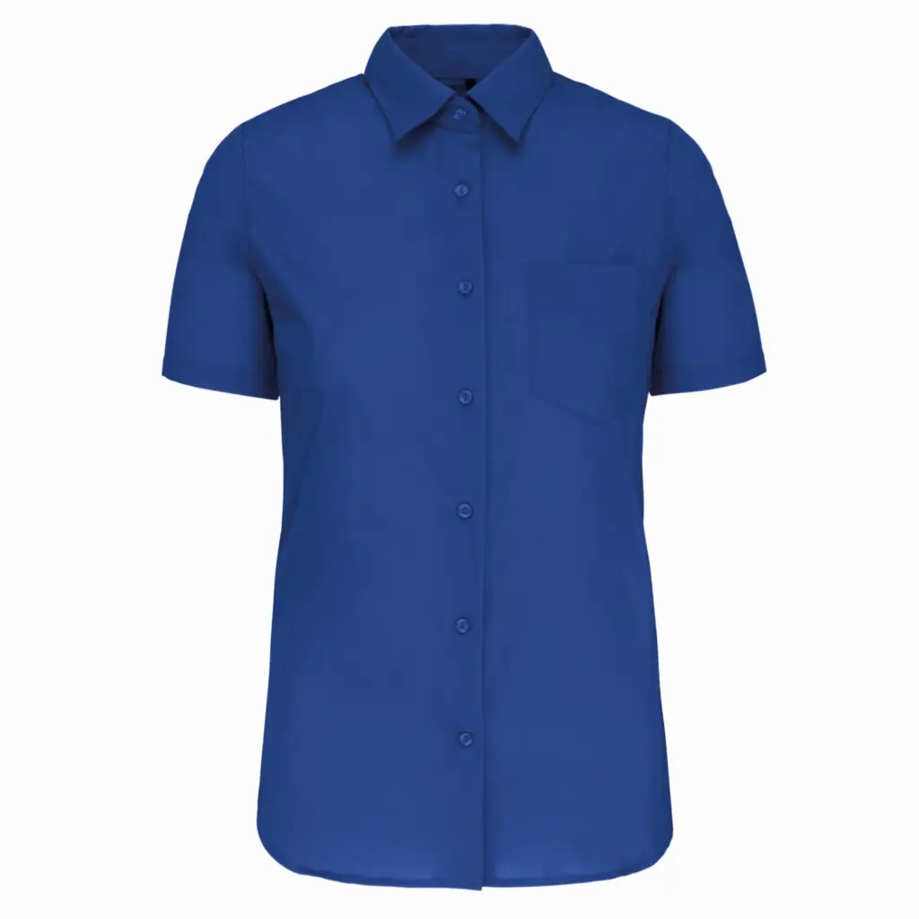 Overhemd in onderhoudsvriendelijk polykatoen-popeline korte mouwen dames, light royal blue — productfoto 20