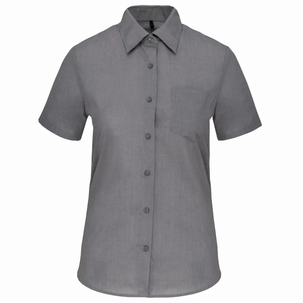 Overhemd in onderhoudsvriendelijk polykatoen-popeline korte mouwen dames, marl storm grey — productfoto 21