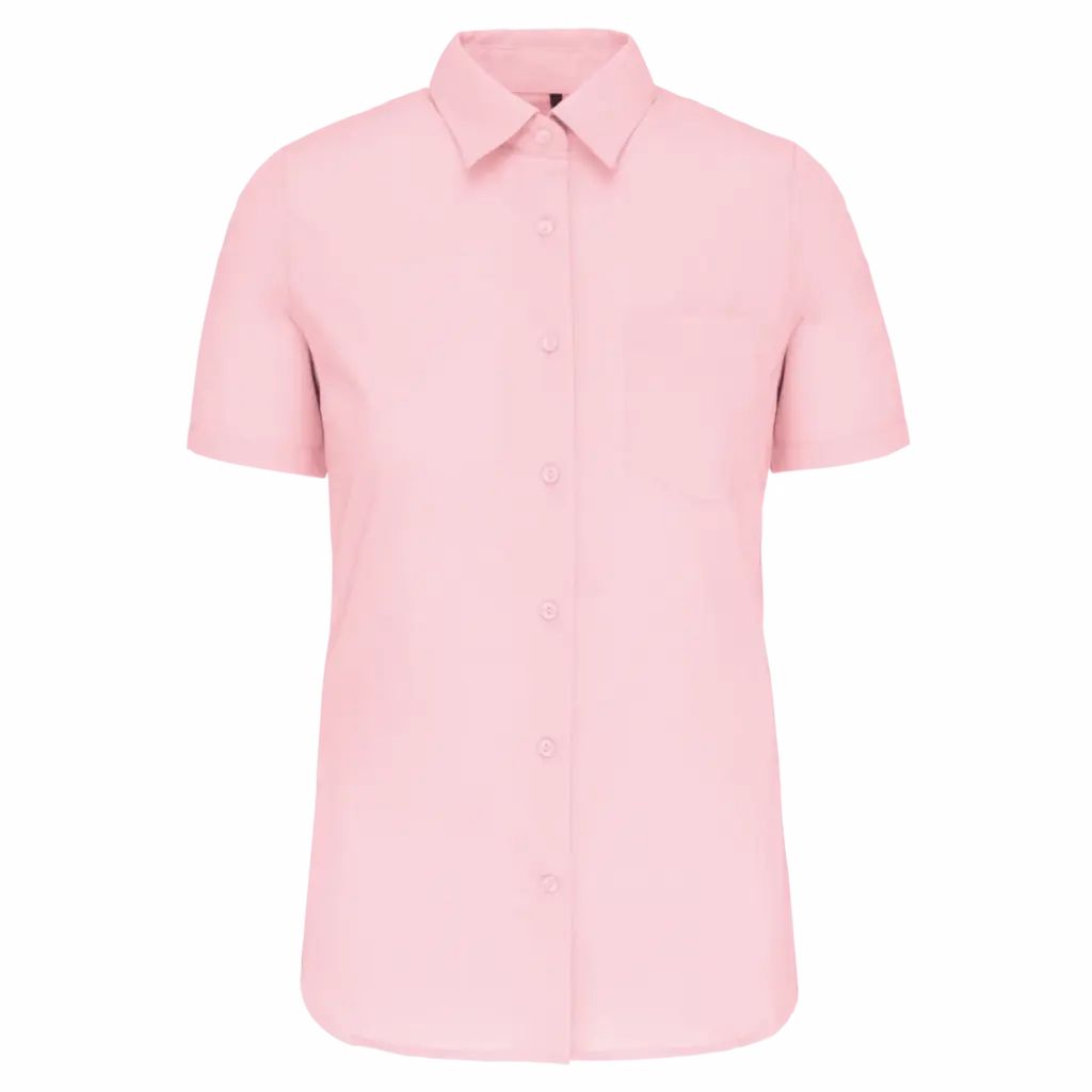 Overhemd in onderhoudsvriendelijk polykatoen-popeline korte mouwen dames, pale pink — productfoto 24