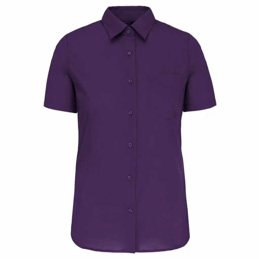 Overhemd in onderhoudsvriendelijk polykatoen-popeline korte mouwen dames, purple — productfoto 25