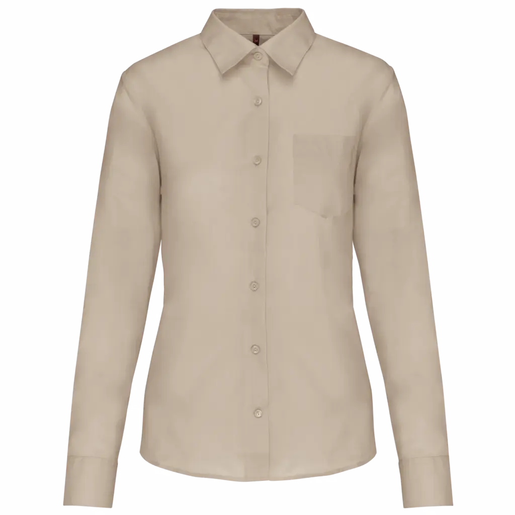 Overhemd in onderhoudsvriendelijk polykatoen-popeline dames, beige — productfoto 6