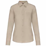 Overhemd in onderhoudsvriendelijk polykatoen-popeline dames, beige — productfoto 6