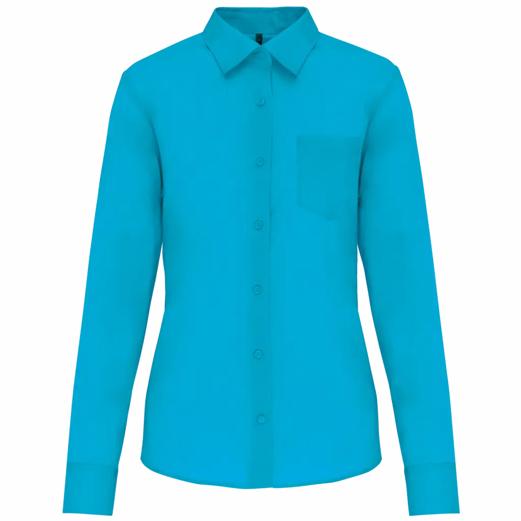 Overhemd in onderhoudsvriendelijk polykatoen-popeline dames, bright turquoise — productfoto 9