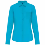 Overhemd in onderhoudsvriendelijk polykatoen-popeline dames, bright turquoise — productfoto 9