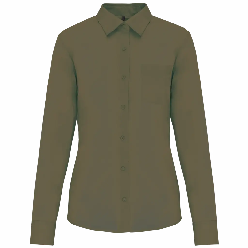 Overhemd in onderhoudsvriendelijk polykatoen-popeline dames, light khaki — productfoto 18
