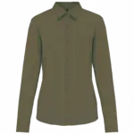 Overhemd in onderhoudsvriendelijk polykatoen-popeline dames, light khaki — productfoto 18