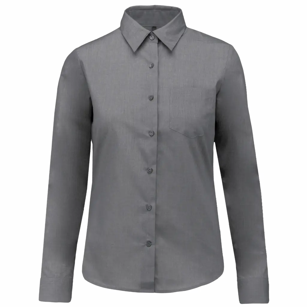 Overhemd in onderhoudsvriendelijk polykatoen-popeline dames, marl storm grey — productfoto 20