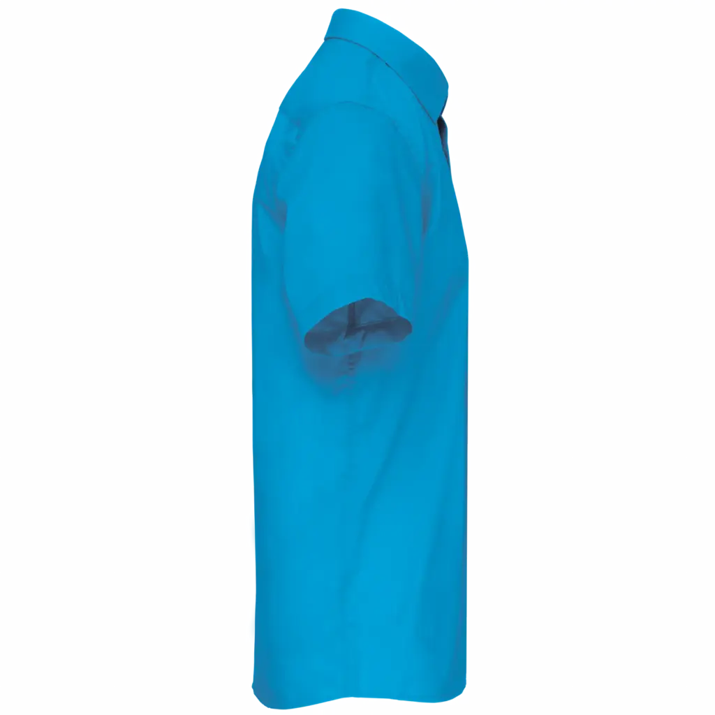 Overhemd in onderhoudsvriendelijk polykatoen-popeline korte mouwen heren, bright turquoise — productfoto 9
