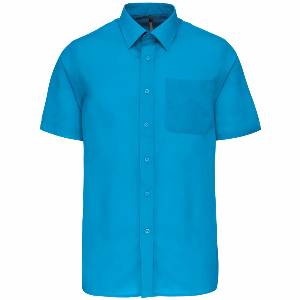 Overhemd in onderhoudsvriendelijk polykatoen-popeline korte mouwen heren, bright turquoise — productfoto 10
