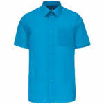 Overhemd in onderhoudsvriendelijk polykatoen-popeline korte mouwen heren, bright turquoise — productfoto 10